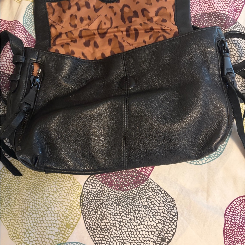 Aimee Kestenberg Black Pebbled Leather Fold-Over Crossbody - Picture 3 of 8